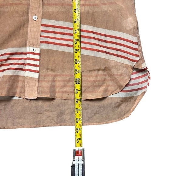 Rag & Bone Jane Beige Stripe Silk Blend Sheer Button Down Shirt Size 10 - Picture 7 of 7